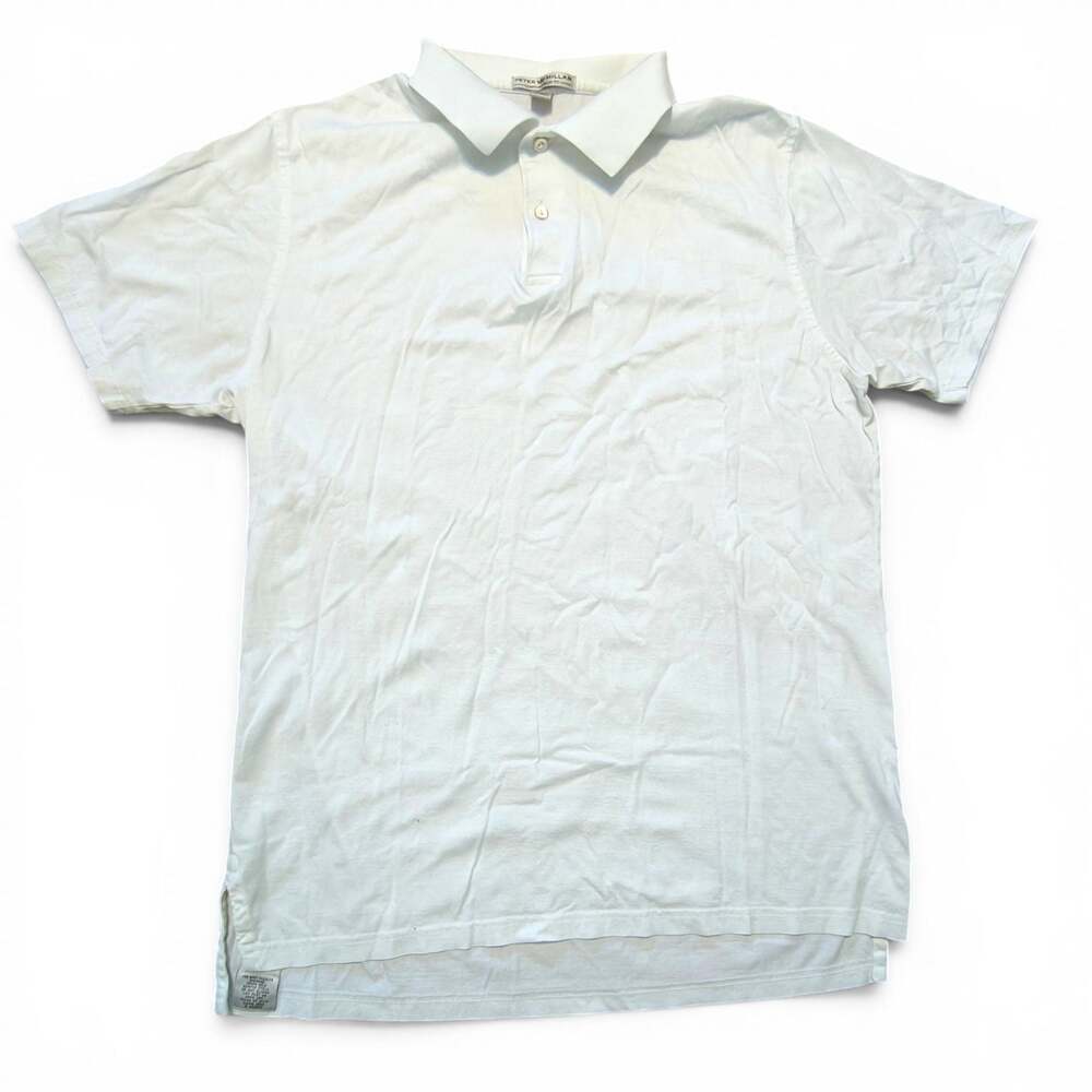 Peter Millar Contemporary Fit Size M Men's White 100% Cotton Polo Shirt